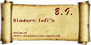 Blauhorn Iván névjegykártya